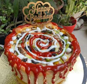Paneer Tikka Pizza Cake