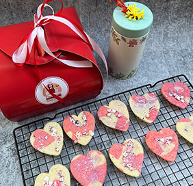 Assorted cookies Red box with Jar (in Strawberries , Lemon flavours )